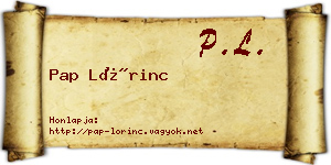 Pap Lőrinc névjegykártya